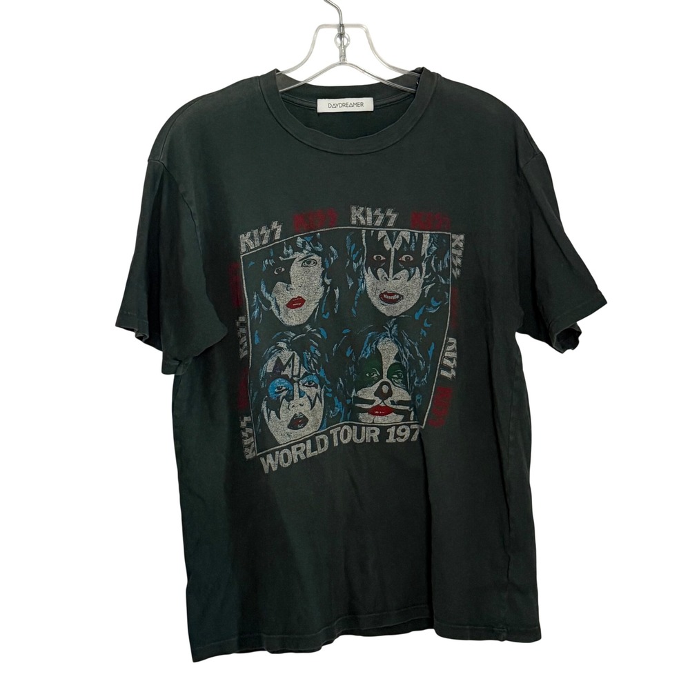 Daydreamer Kiss World Tour 1979 Graphic Band Tee Shirt Gray Vintage Top - Small